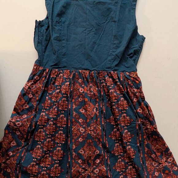 ModCloth Sleveless Lined Navy & Burgundy Maroon Dress Size L Large 14 - Picture 4 of 5